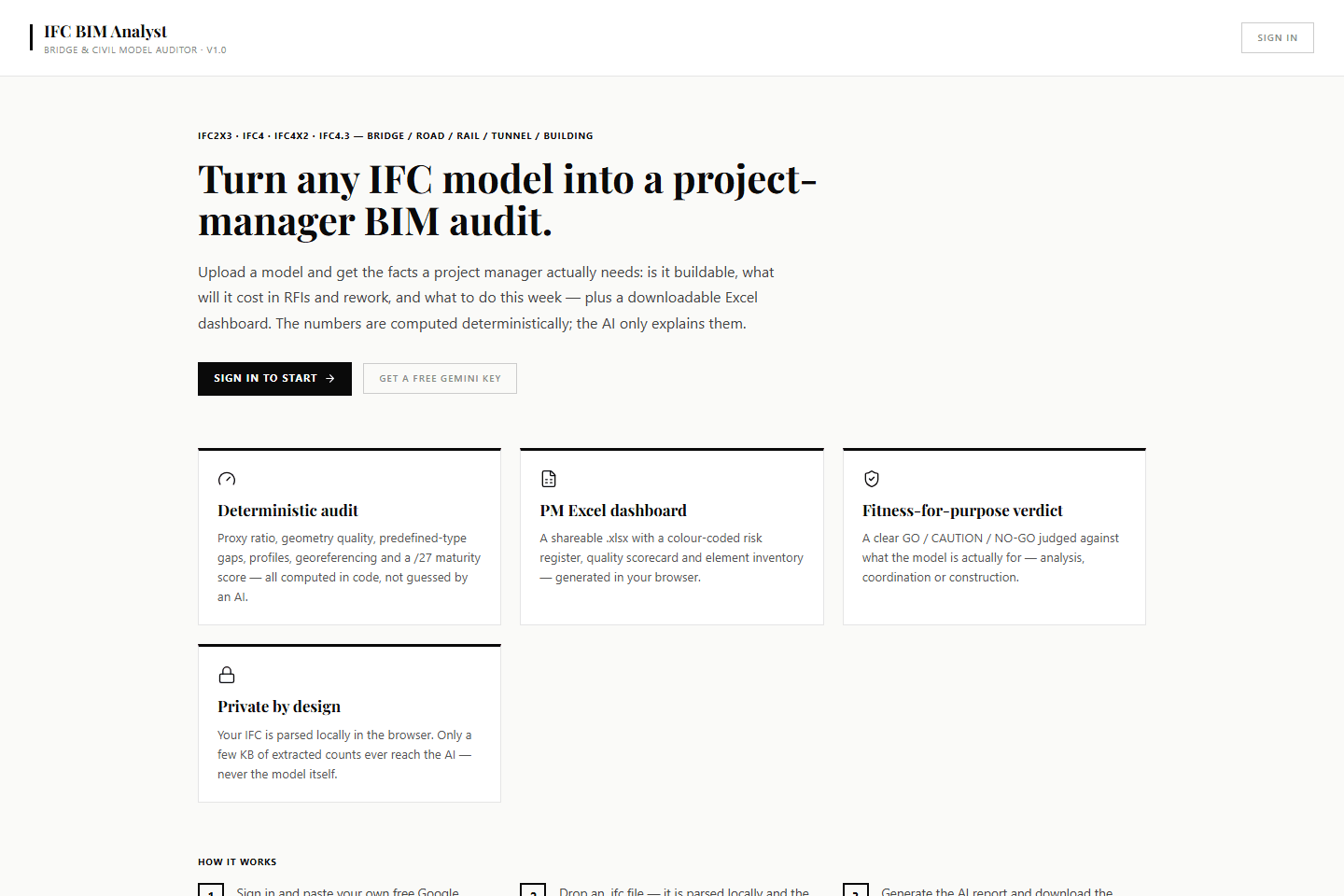 IFC BIM Analyst live app screenshot