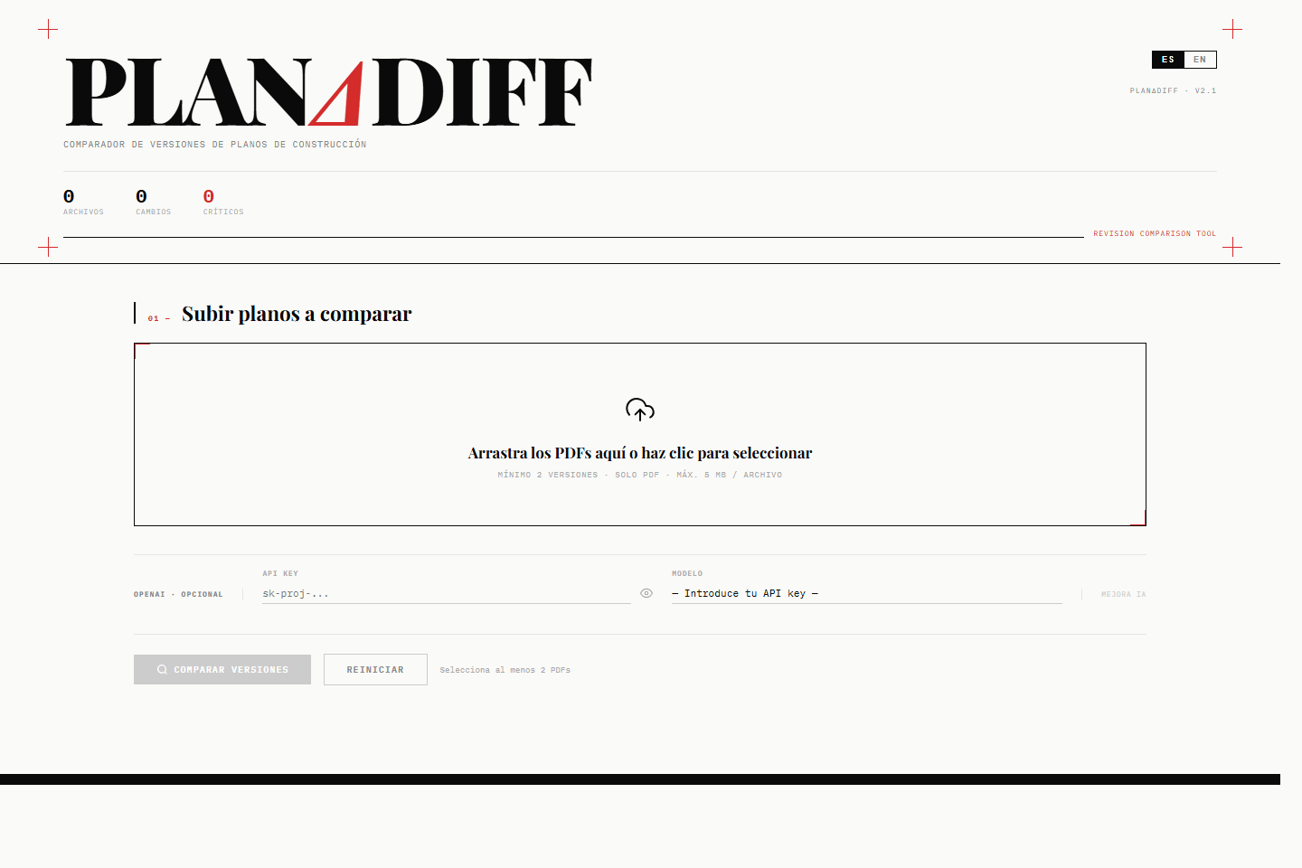 Plan Version Comparator live app screenshot