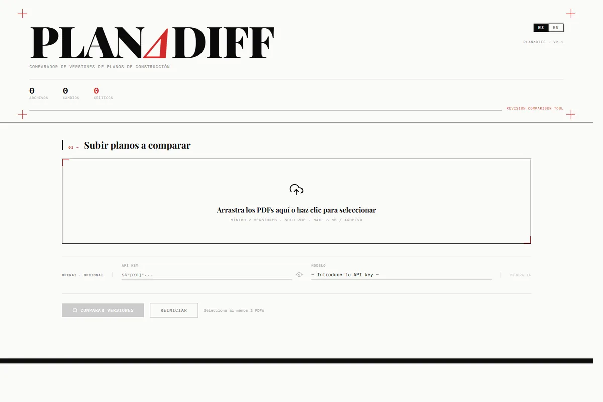 Plan Version Comparator live app screenshot