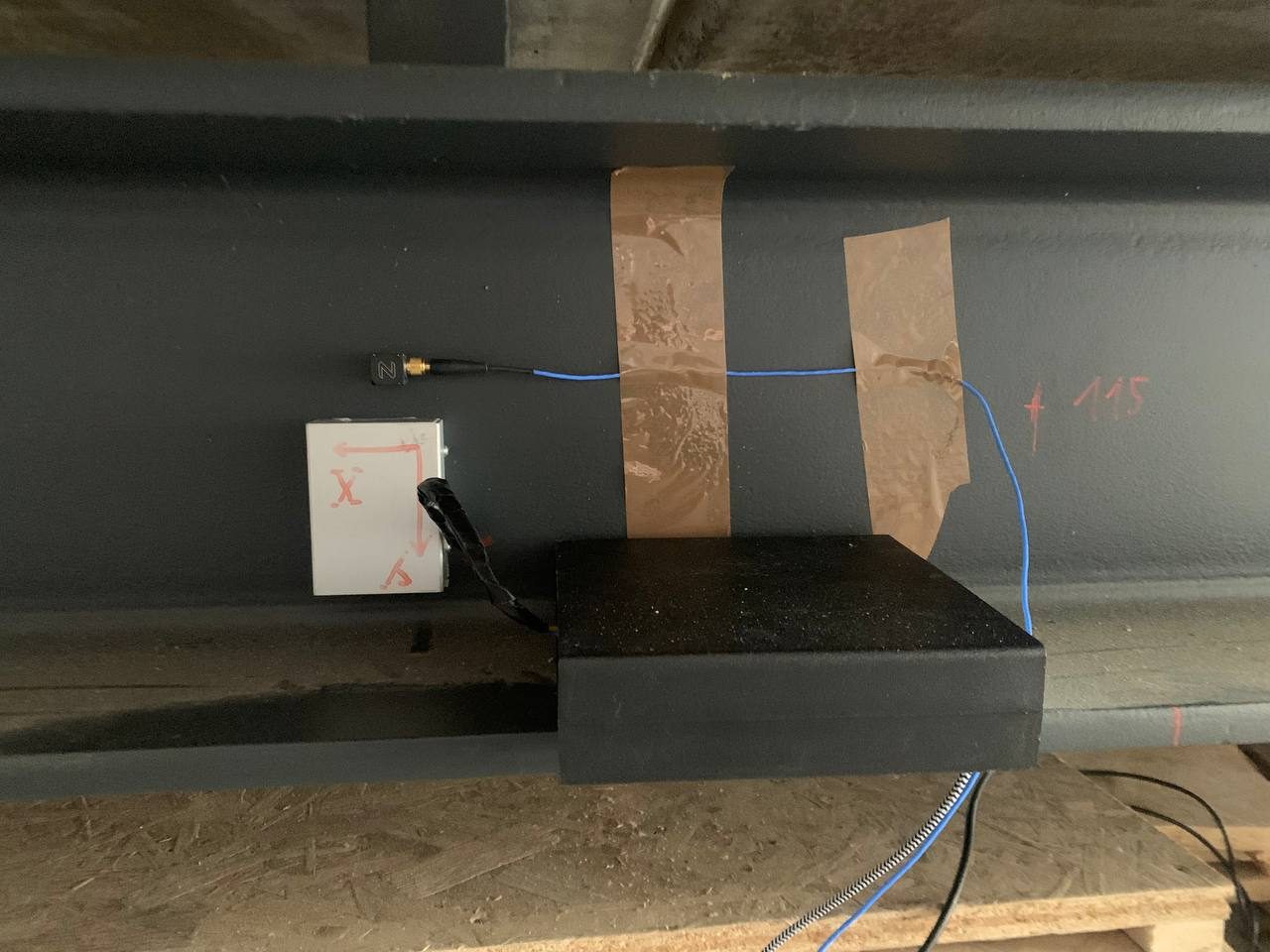 LARA installed on a steel beam during a modal test campaign in Germany.
